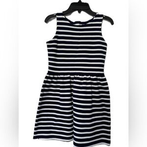 Gap Kids dress Size:L. navy/white stripes Crewneck. Sleeveless. 3 button closure